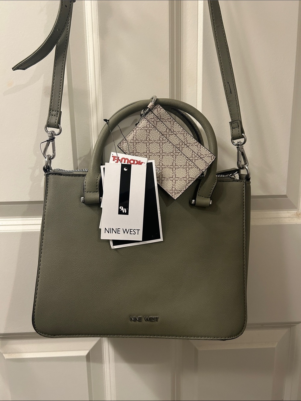 Nine West Olive Structured Top-Handle Satchel with Strap